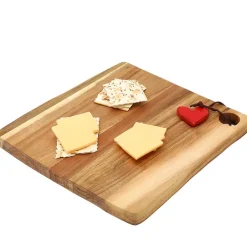 Acacia Cheese Board with Red Heart Accent