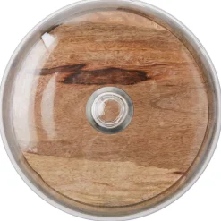 Acacia Wood Cake Stand with Glass Dome