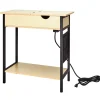 Accent Storage Side Table with Flip-Top and Charging Outlet