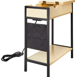 Accent Storage Side Table with Flip-Top and Charging Outlet