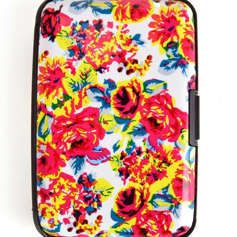 Aluminum Card Holder Hard Shell Floral