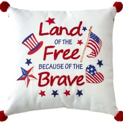 Americana Embroidered Accent Pillow