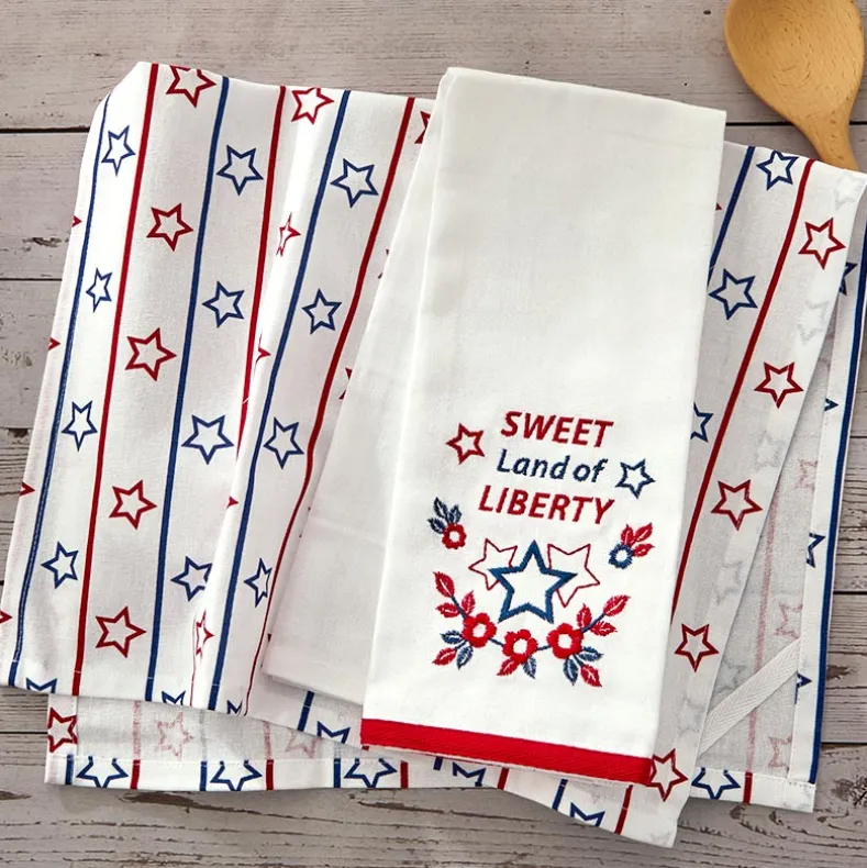 Americana Kitchen Towels Embroidered Set of 2