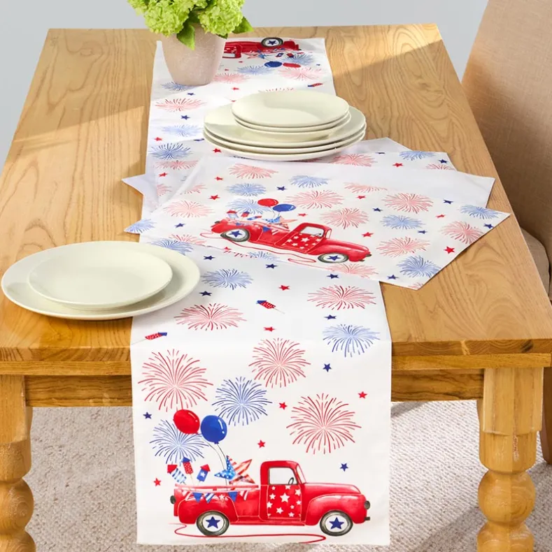 Americana Red Truck Table Runner