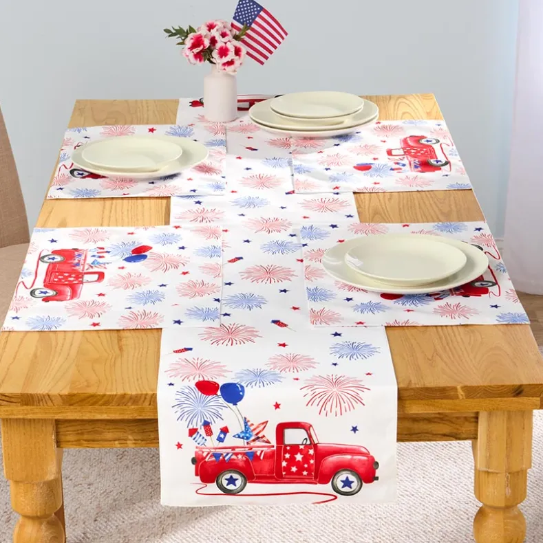 Americana Red Truck Table Runner