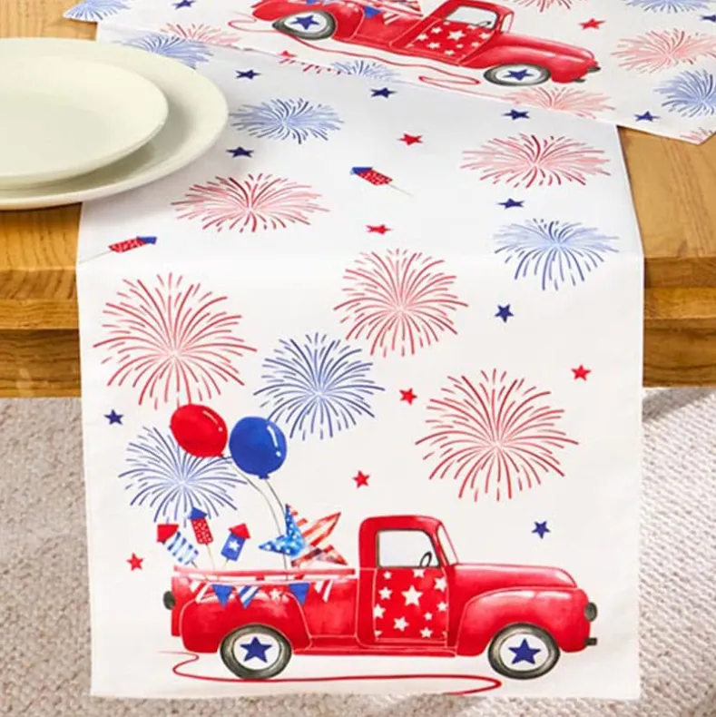 Americana Red Truck Table Runner