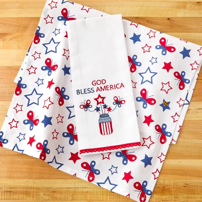 Americana Themed Kitchen Towels, Set of 2