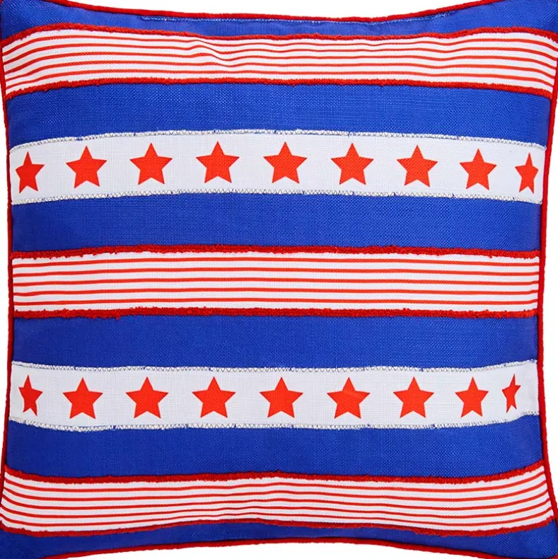 Americana Truck or Stars & Stripes Embroidered Decorative Pillow
