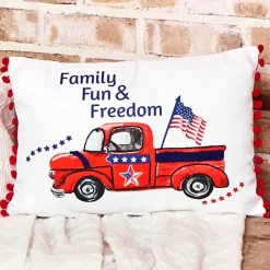 Americana Truck or Stars & Stripes Embroidered Decorative Pillow