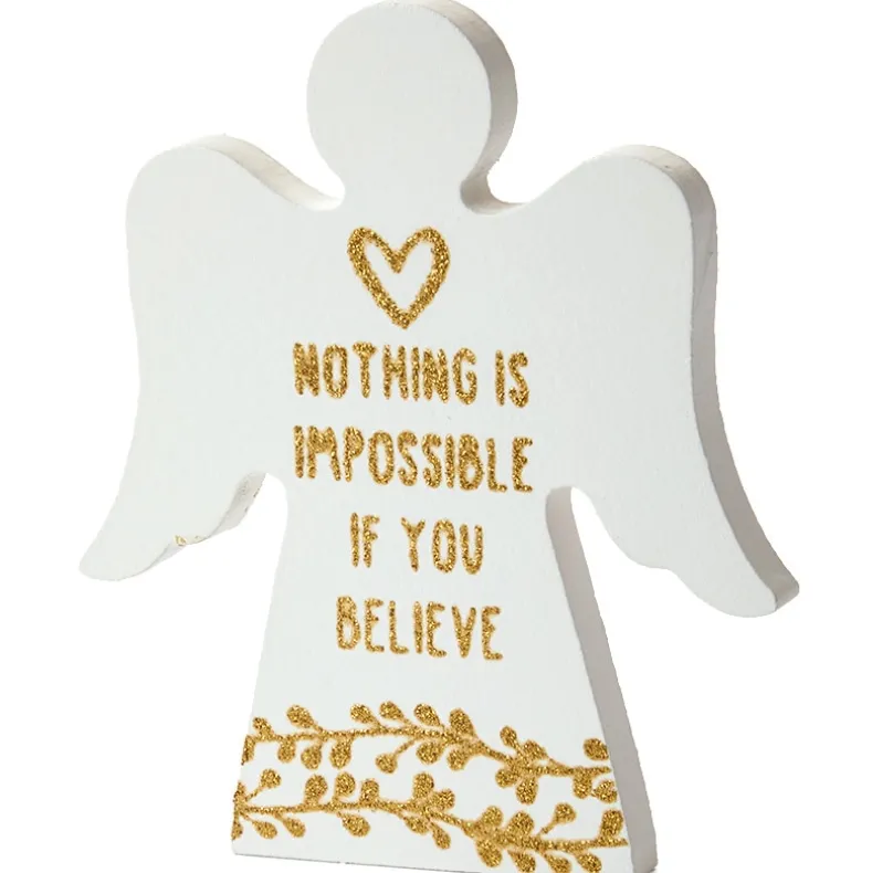 Angel Wooden Block Sign With Gold Sentiment