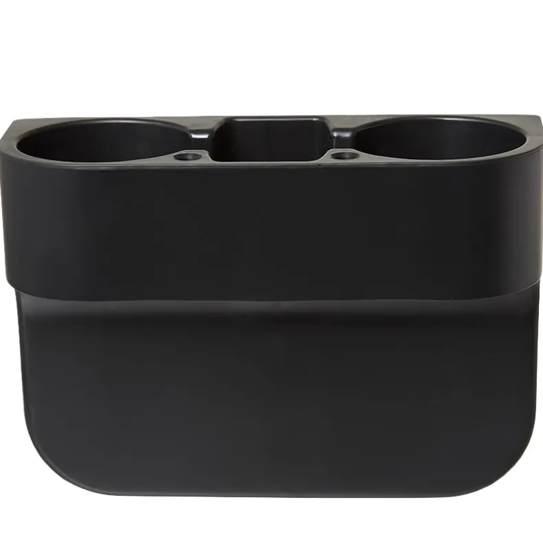 Auto Seat Gap 2 Cup Holder With Storage Holder Black Plastic