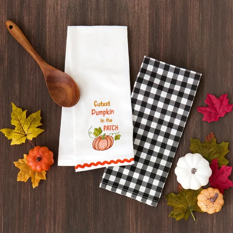 Autumn Embroidered Kitchen Towels, Set of 2