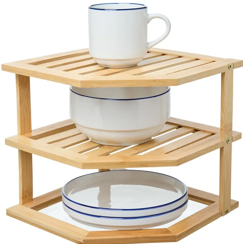 Bamboo Kitchen Counter Corner Shelf