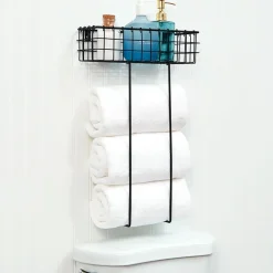 Bathroom Toilet Paper Holder or Towel Holder with Storage Shelf