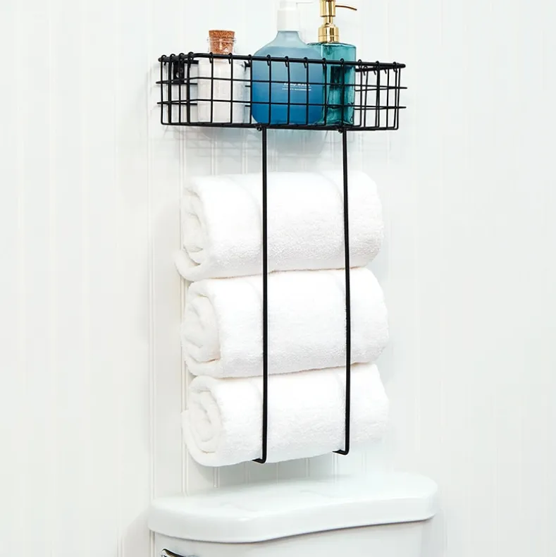 Bathroom Toilet Paper Holder or Towel Holder with Storage Shelf