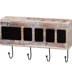Bathroom Wooden Toothbrush Holder with Chalkboard Labels