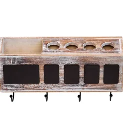 Bathroom Wooden Toothbrush Holder with Chalkboard Labels