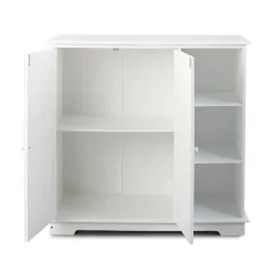 Beadboard Storage Cabinet with 3 Shelves and Cupboard