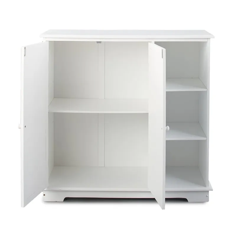 Beadboard Storage Cabinet with 3 Shelves and Cupboard