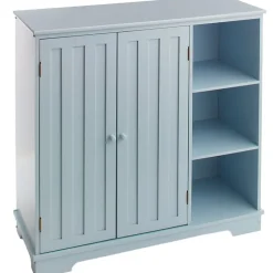 Beadboard Storage Cabinet with 3 Shelves and Cupboard