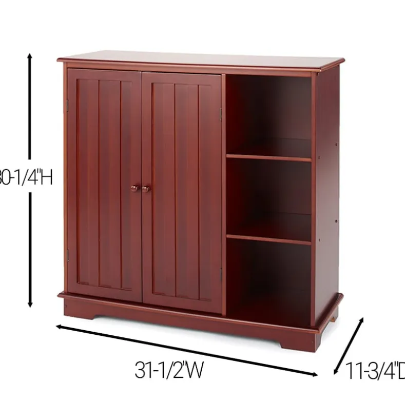 Beadboard Storage Cabinet with 3 Shelves and Cupboard