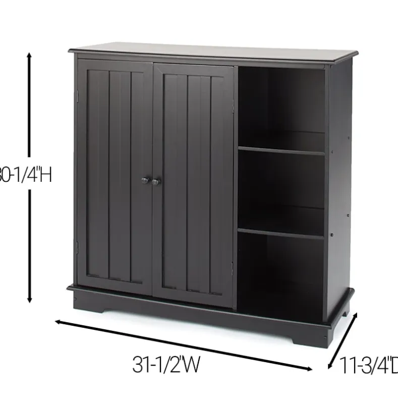 Beadboard Storage Cabinet with 3 Shelves and Cupboard