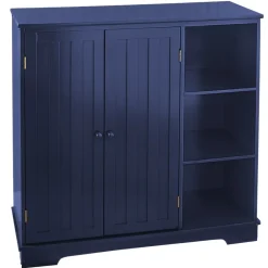 Beadboard Storage Cabinet with 3 Shelves and Cupboard