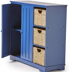 Beadboard Storage Cabinet with 3 Shelves and Cupboard
