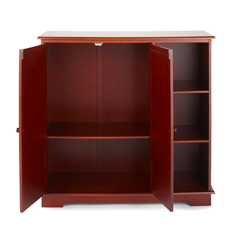 Beadboard Storage Cabinet with 3 Shelves and Cupboard