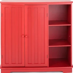 Beadboard Storage Cabinet with 3 Shelves and Cupboard