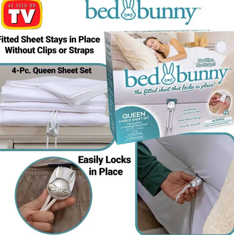 Bed Bunny™ Fitted Queen Sheet Set, Soft, Anti-Wrinkle, Stain Resistant