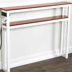 Behind-the-Sofa Long and Narrow Console Table with USB Port and Outlet