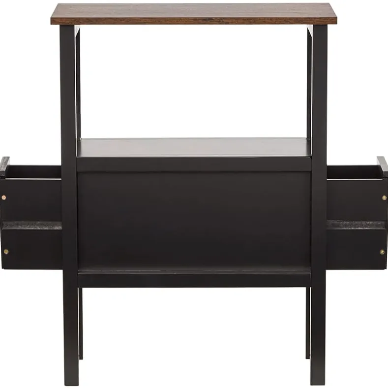 Black Accent Side Table with Dual Drawers - 24"H