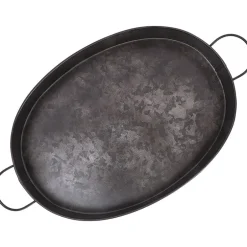 Black Galvanized Oval Serving Tray