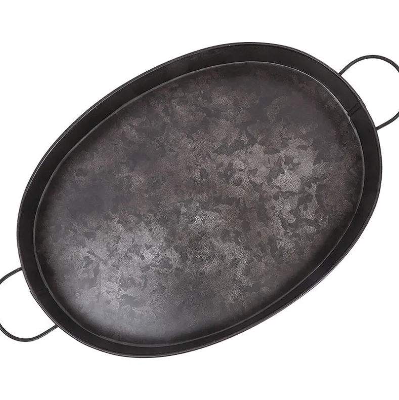 Black Galvanized Oval Serving Tray