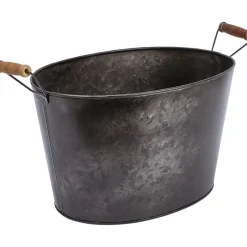 Black Metal Galvanized Ice Bucket Cooler