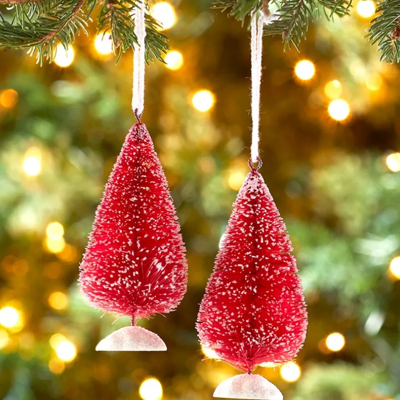 Bottlebrush Tree Ornaments Set of 2