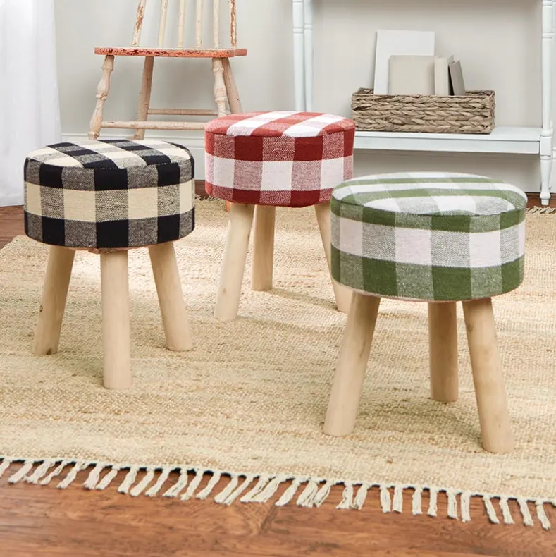 Buffalo Check Round Footstool Ottoman