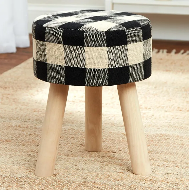 Buffalo Check Round Footstool Ottoman