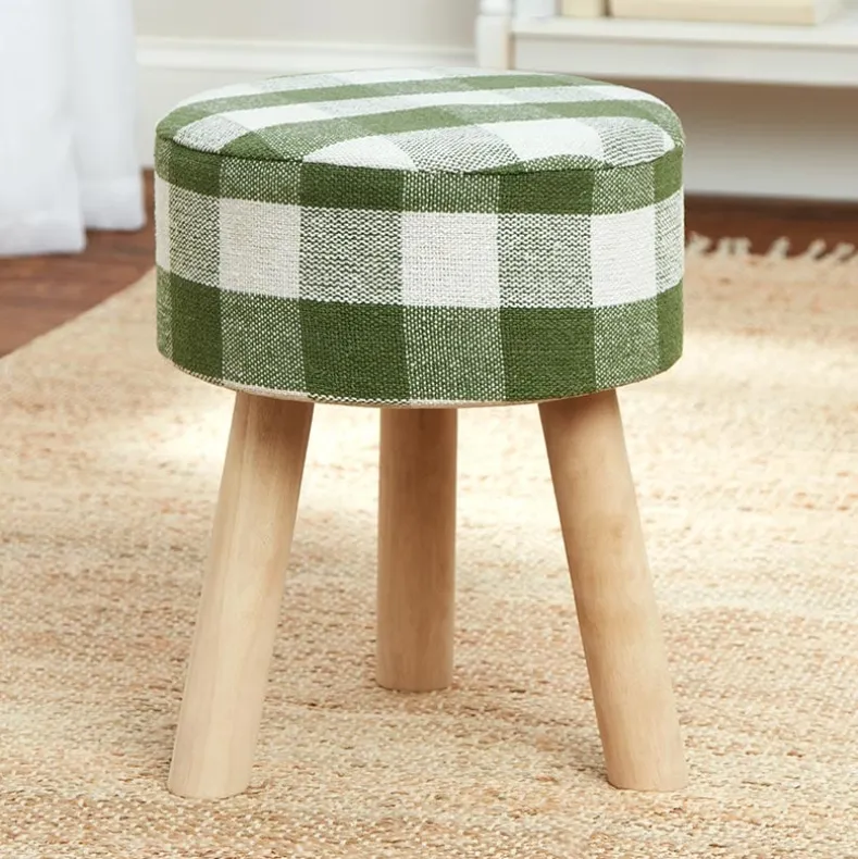 Buffalo Check Round Footstool Ottoman