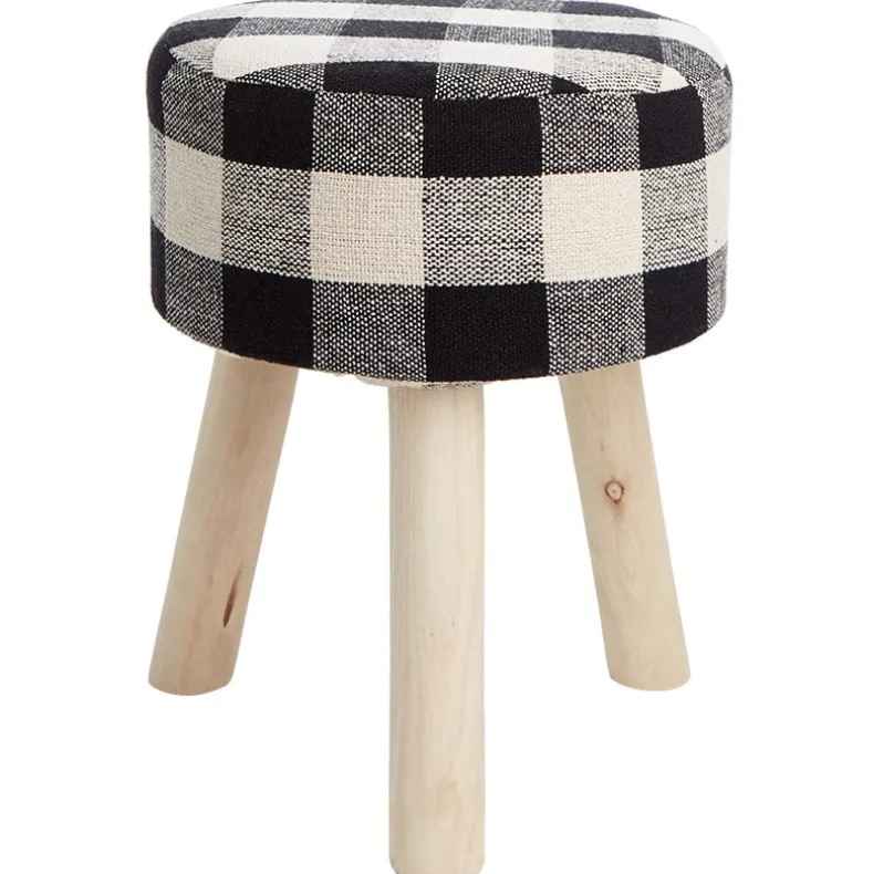 Buffalo Check Round Footstool Ottoman