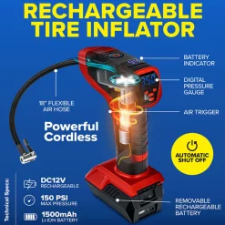 Bullseyeâ„¢ Pro Rechargeable Tire Inflator - Fast, Portable, and Efficient