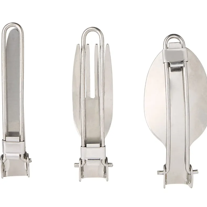Camping Stainless Steel Folding Cutlery Set With Carry Pouch