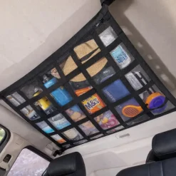 Car Ceiling Cargo Mesh Net With 2 Separate Pockets 1 Zippered