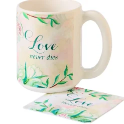 Cardinal Love Never Dies Mug & Coaster Set or Frame