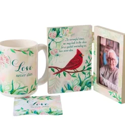 Cardinal Love Never Dies Mug & Coaster Set or Frame
