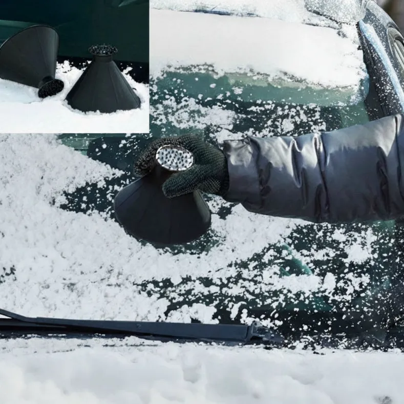 Car Windshield Ice and Snow Removers with Toothed Head and Funnel-Set of 2