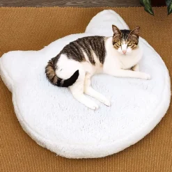Cat Head Shaped Sherpa Bed Warm Cozy Portable Washable Non Slip Bottom