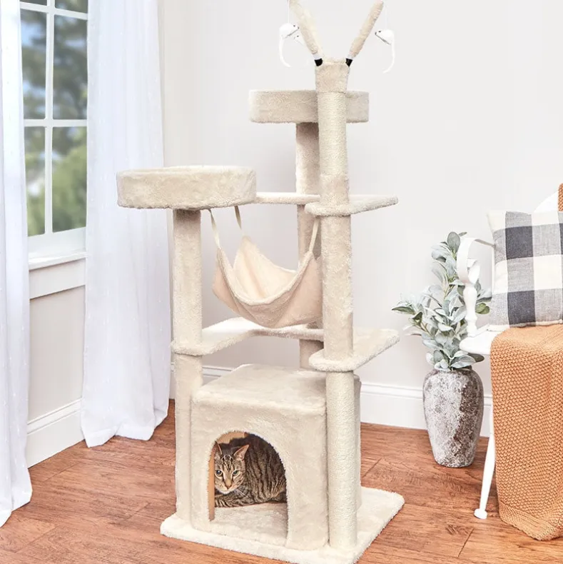 Cat Indoor Multifunction Play Tree With Perches Hammock Sisal Posts
