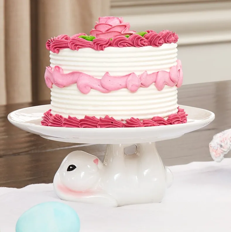 Ceramic Easter Bunny 8" Cake Stand